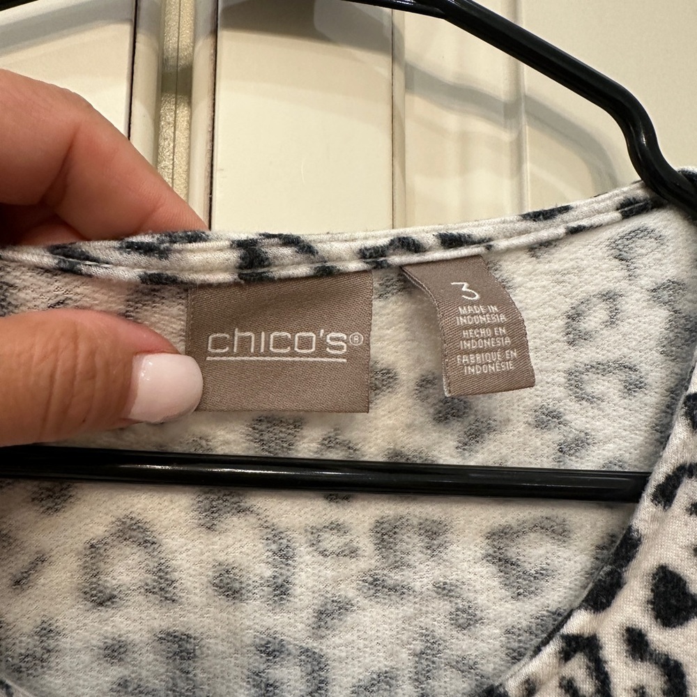 Chico's Black and White Animal Print Blouse - Picture 3 of 5